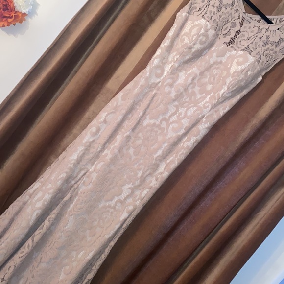 Betsy & Adam Dress Bohemian Boho Gown Lace Bridal Prom Wedding Formal Size 14 - Picture 6 of 12